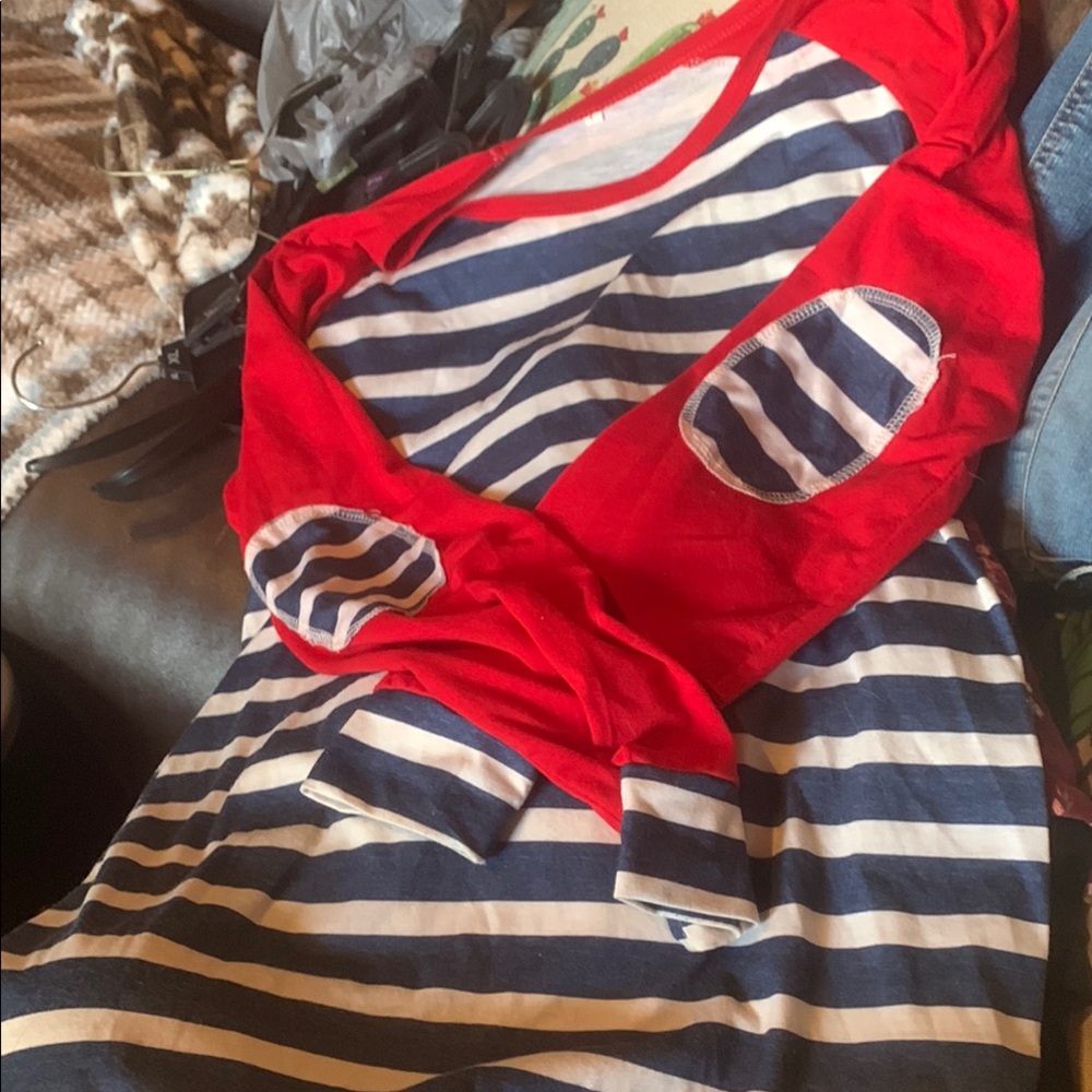 Striped Red and Blue Women's Blouse